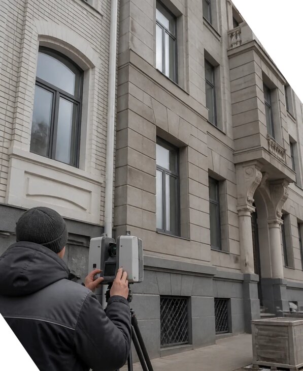 Лазерное сканирование фасадов зданий для обследования в Волхове